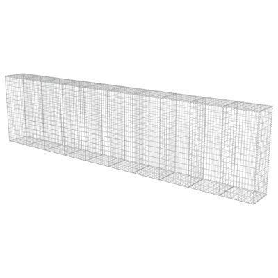 vidaXL Gabion Basket with Lids, Galvanized Steel Gabion Wall, Gabion Cage, 236,2"x19,7"x59,1"