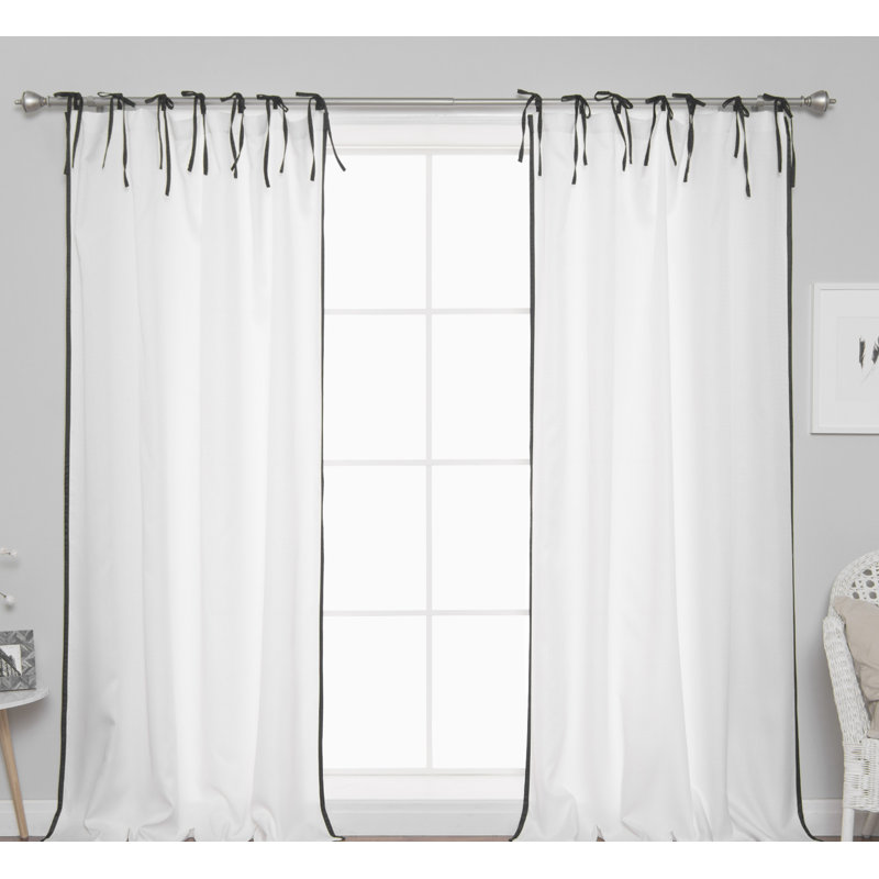 Paire de rideaux semi-transparents avec bordure Hemlen, Noir, l 52 po x L 84 po