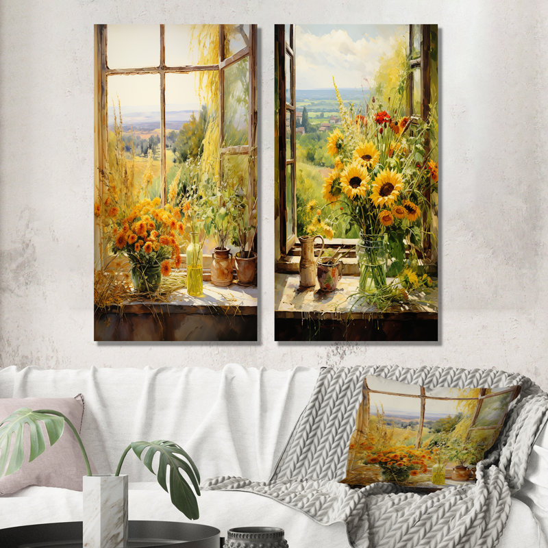 Ensemble de 2 décorations murales en métal Harvest Windows Gaze Farm, H 28 po x l 24 po