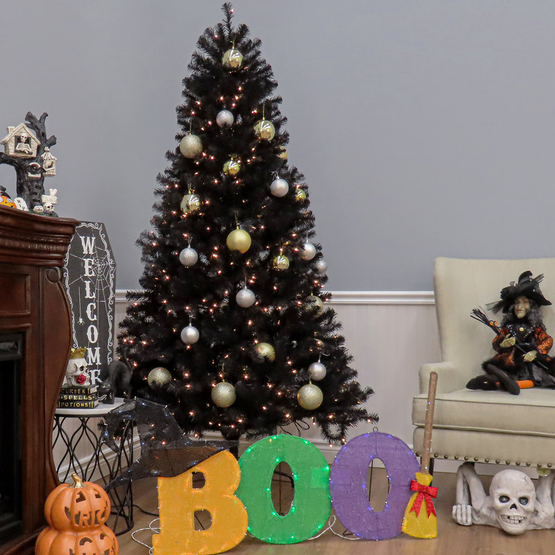 The Holiday Aisle® 7 ft. North Valley Black Spruce Tree with Clear Lights