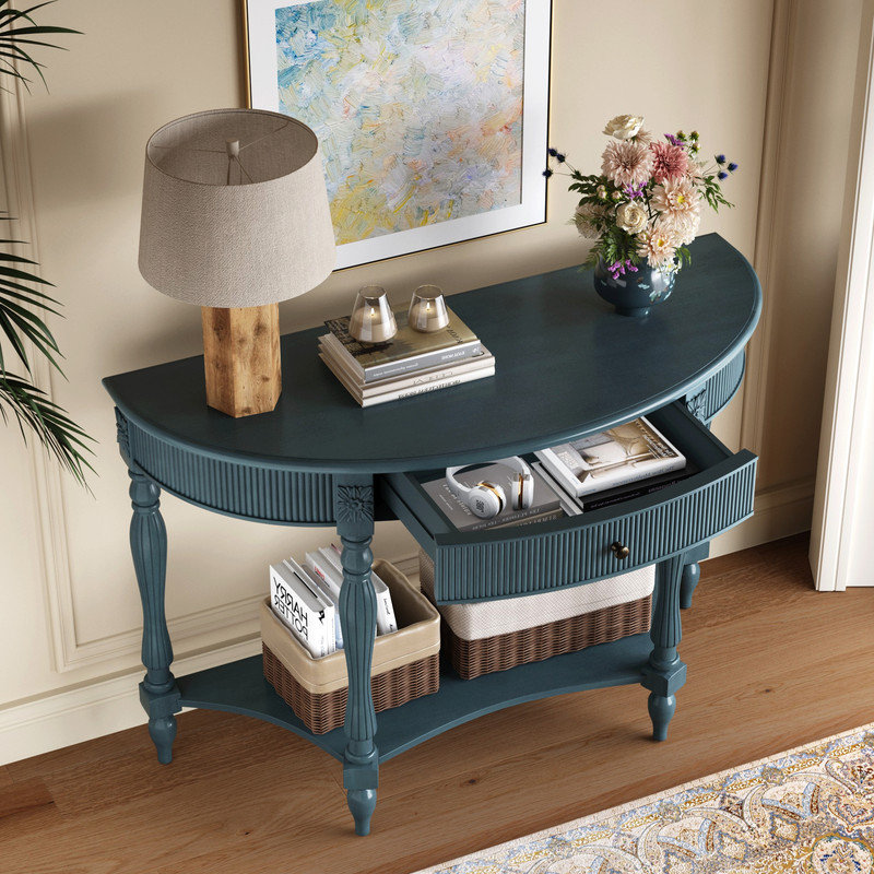 Console de 45 po en demi-lune Farmhouse, Antique Blue