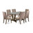 7-Pc a fantastic Linen White (Off-White) rectangular table top and 6 Cream Color Dining chairs with Nail heads and a high Stylish Chair Back, Wire Brushed Linen White-367088096-367088097-367088126