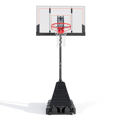 Panier de basketball en métal pleine grandeur à hauteur ajustable (panneau en polycarbonate de 44 po), blanc