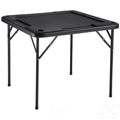 Table Mahjong Table pliante pour 4 joueurs et 4 porte-gobelets noirs, table