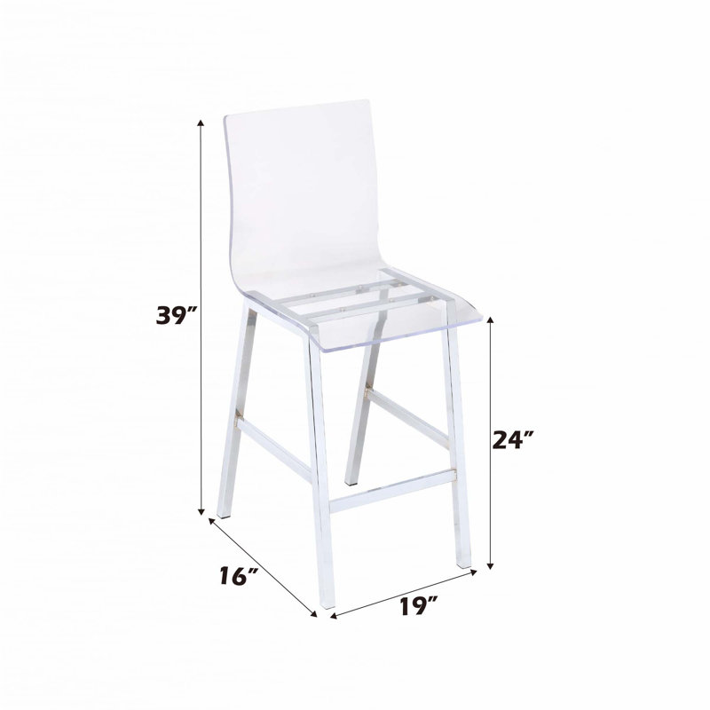 Ensemble de chaises à hauteur de comptoir en acrylique transparent et chrome (ensemble de 2)