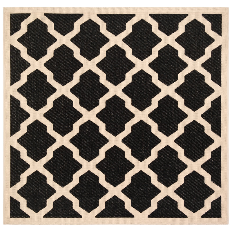 Arneshia Black Indoor/Outdoor Area Rug, Square 4'