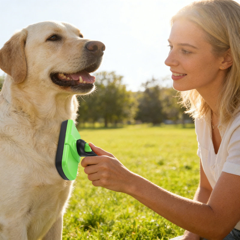 Brosse à épiler pour animaux de compagnie, peigne à épingle à un bouton, brosse à épiler pour chiens et chats, Green