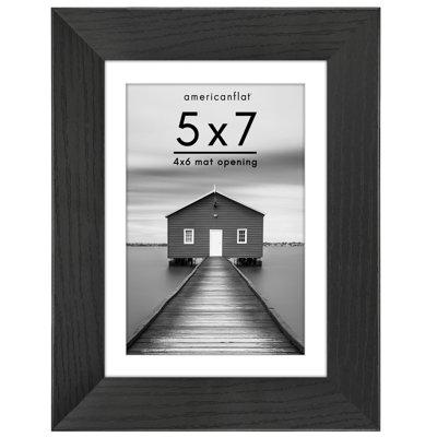 Picture Frame - Americanflat Frame with Mat - Wide Molding - Shatter-Resistant Glass