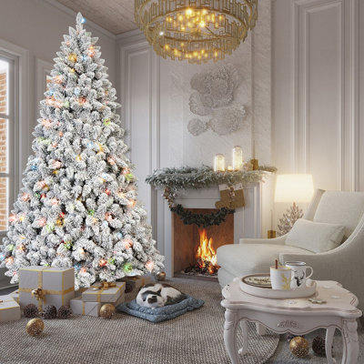 7FT Flocked Christmas Tree with Lights