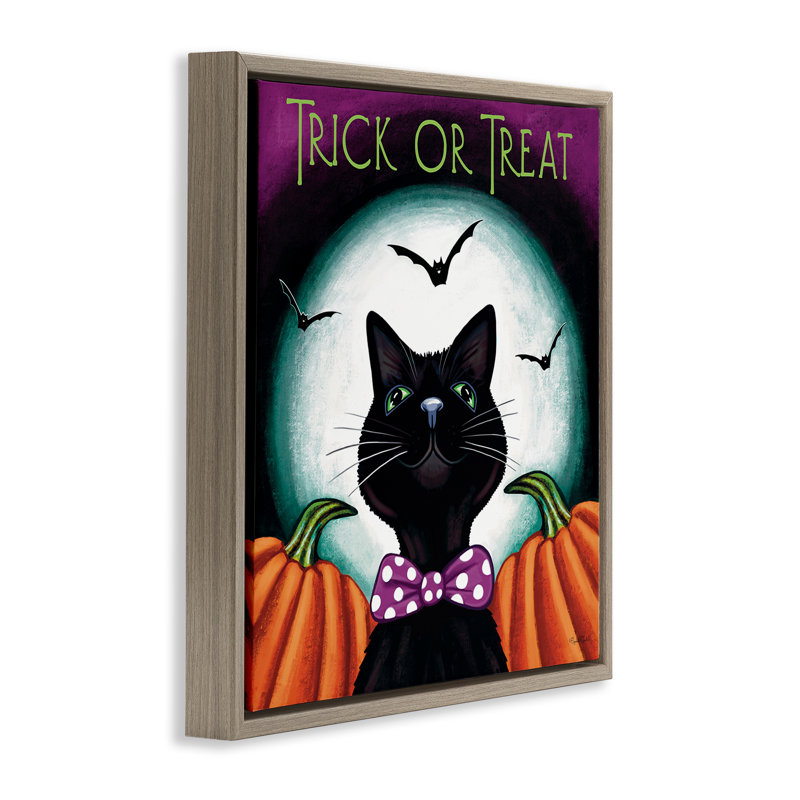 Cadre flottant pour chat Trick Or Friate, design par Elizabeth Tyndall, H 18 po x l 18 po, Cadre flottant orme Montalcino