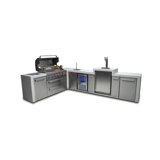 Mont Alpi 6-Burner 90 Degree Deluxe Stainless Steel Outdoor Island Grill + Kegerator + Fridge & Sink