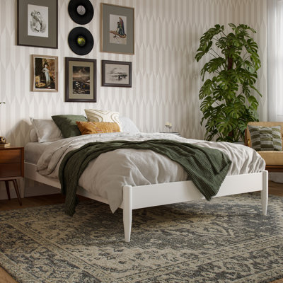 Anitia Mid Century Modern Low Profile Platform Bed Frame