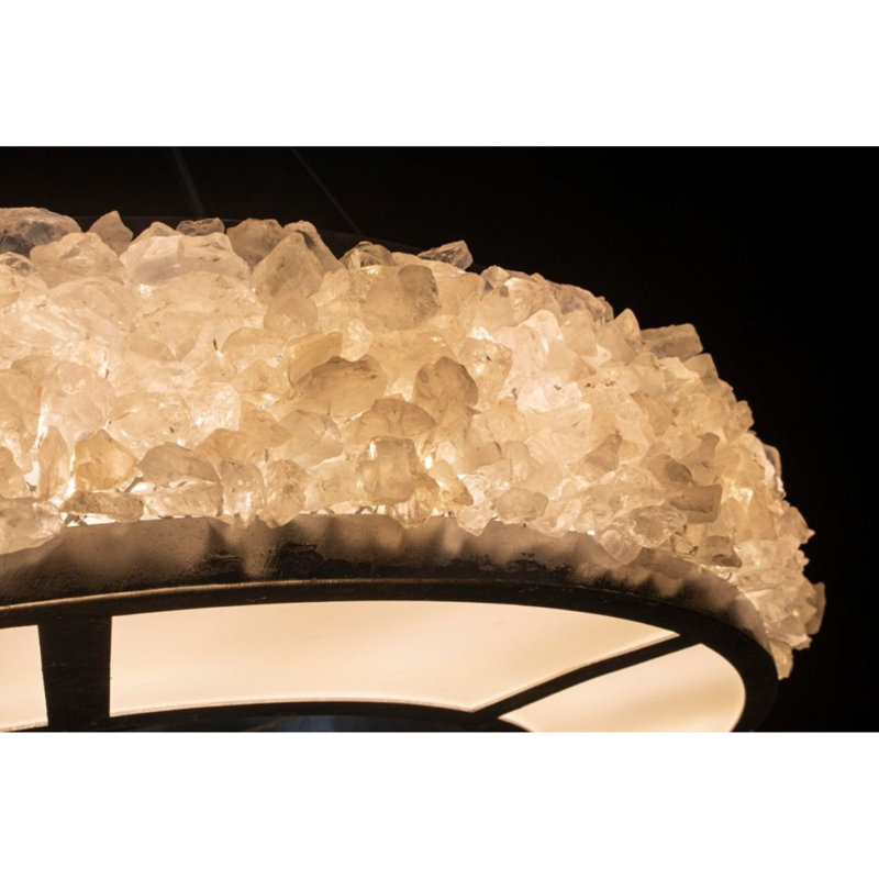 Arctic Halo Matte Black Ceiling Light PendantChandelier, Brushed Brass, 5" H x 28" W x 28" D, Amber