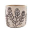 Ensemble de 4 jardinières en sable et ciment gris 4,3 x 4,3 x 4 po avec motifs botaniques bruns