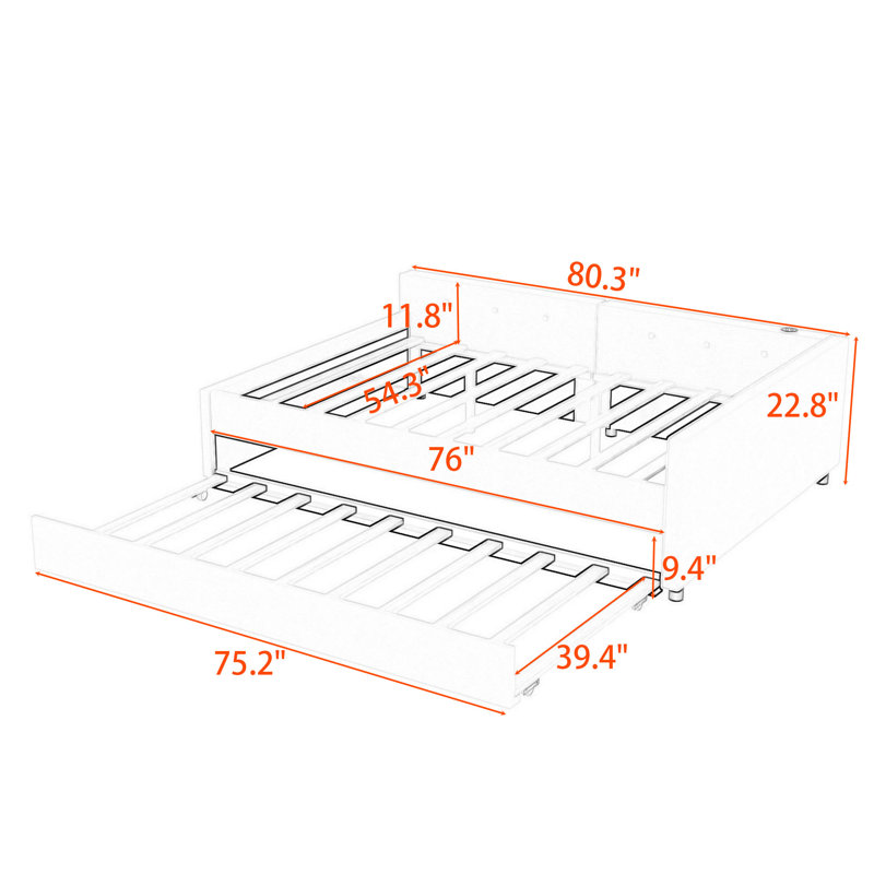 Lit plateforme tapissier Bertrad, Double