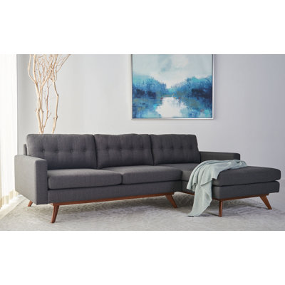 Jalean 103"" Wide Linen Right Hand Facing Sofa & Chaise -  George Oliver, E70F0D180A65465BB783509A21FF4AC5