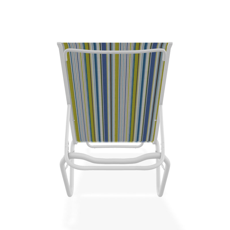 Gardenella Outdoor Chaise Lounge, Textured White Frame/Coastline Seat