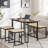 Natylee 5-Piece Dining Table Set with Table, Bench, 2 Stool and Woven Rattan Cushioned Farmhouse Small Kitchen Table for 4 Metal Frame Space-Saving for Home Kitchen Dining, Brown-1151070339