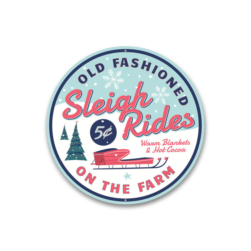 Sleigh Rides On The Farm Sign, 12" H x 12" W x 0.04" D