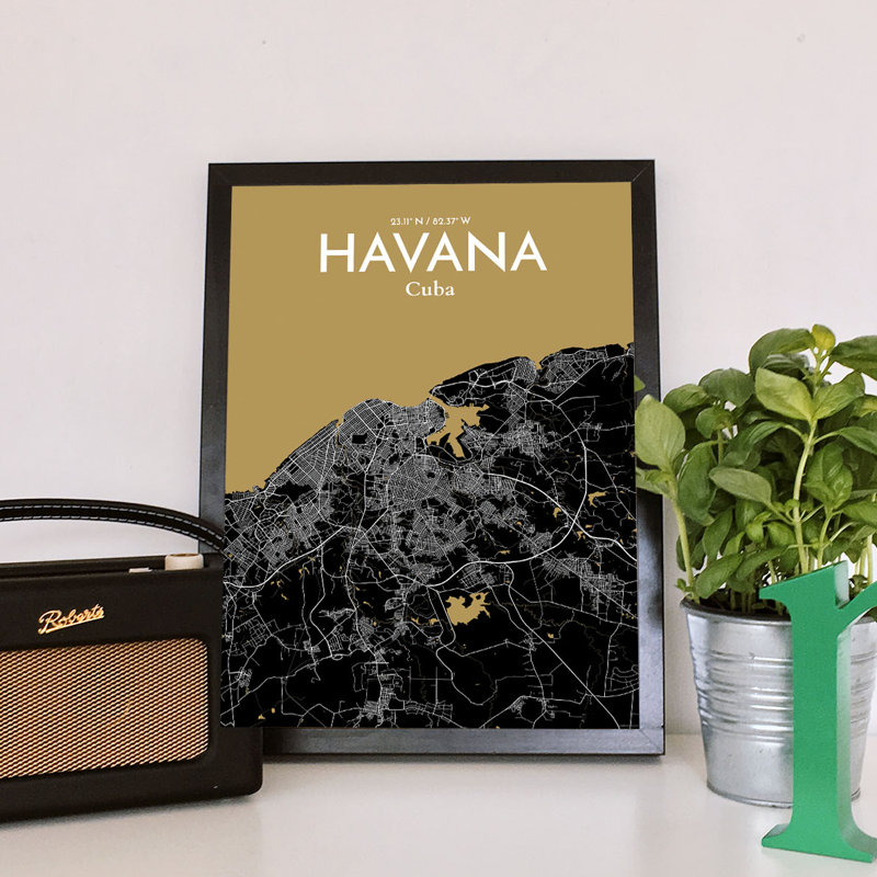 Havana City Map - No Frame Print, 43.2cm H x 27.9cm W x 0.13cm D