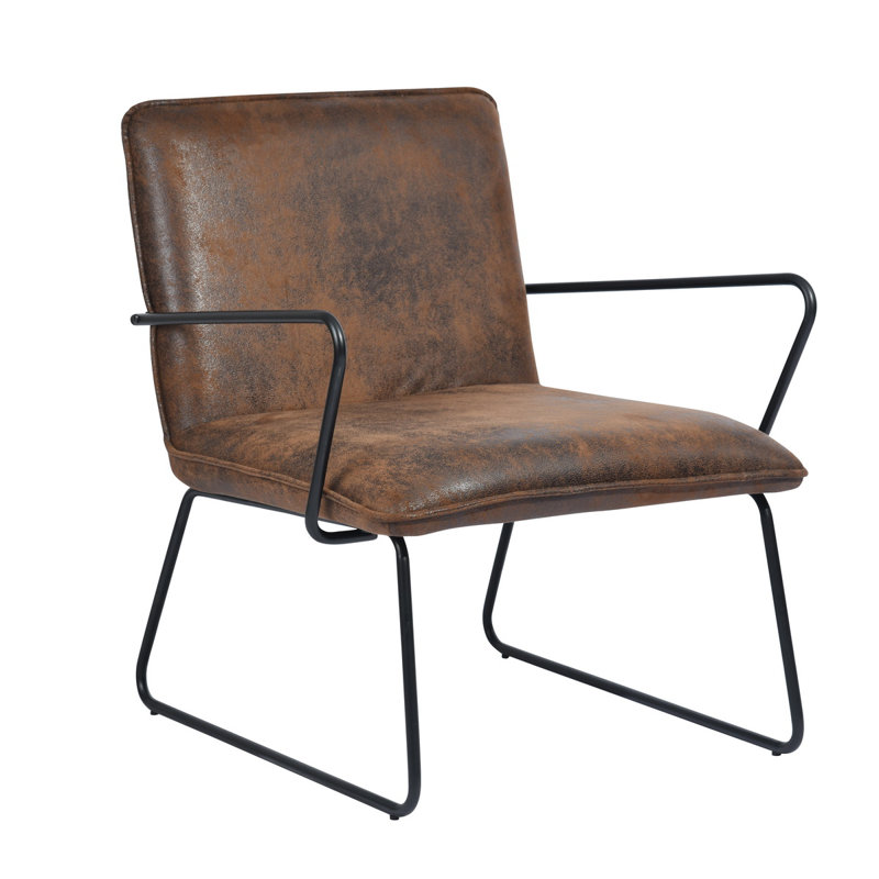 Chaise longue de 29,1 po de largeur, Similicuir brun