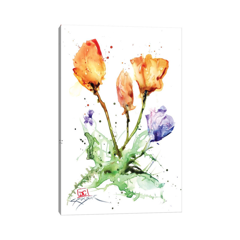 Fleurs par Dean Crouser, reproduction d'art sur toile tendue, H 26 po x l 18 po x 1,5 po