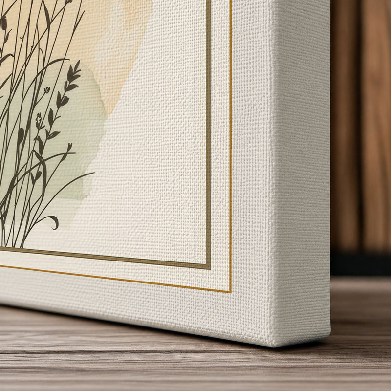 Ornamental Grass Study Botanical - Wrapped Canvas, 24x16 - 61.0 x 40.6 cm, Cream Border