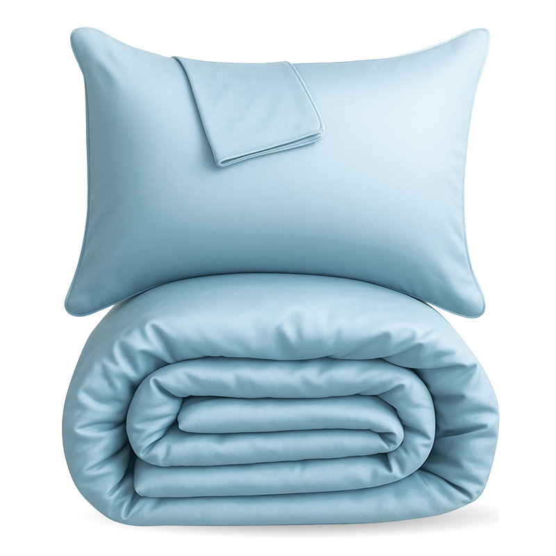 BedVoyage Duvet Cover 3pc Set - 100% Viscose from Bamboo - Cooling & Lightweight, King Duvet Cover + 2 Standard Shams, Sky