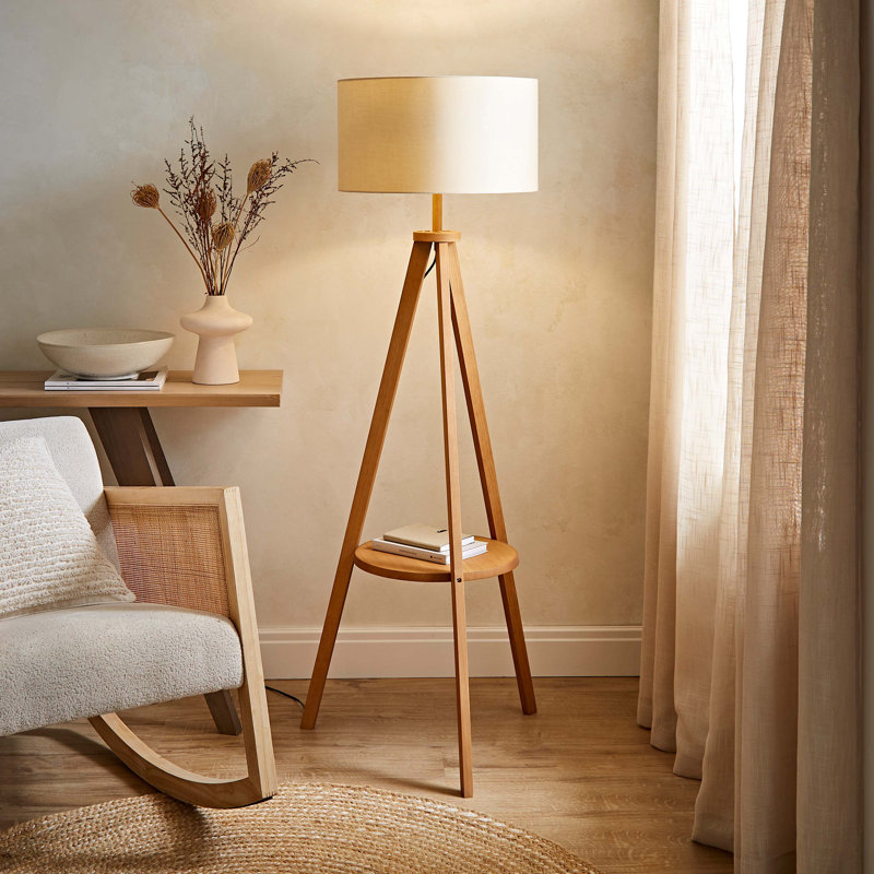 148cm Satin Tripod Floor Lamp, No, Beige
