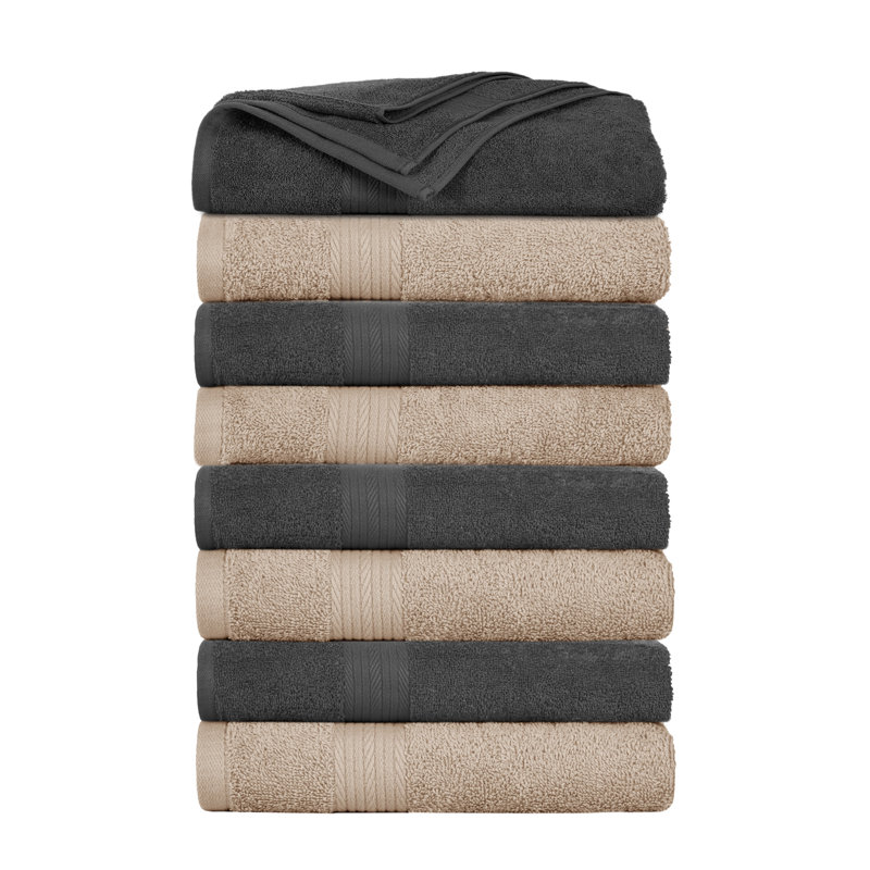 100% Cotton 600 GSM Bath Towels, Beige/Gray