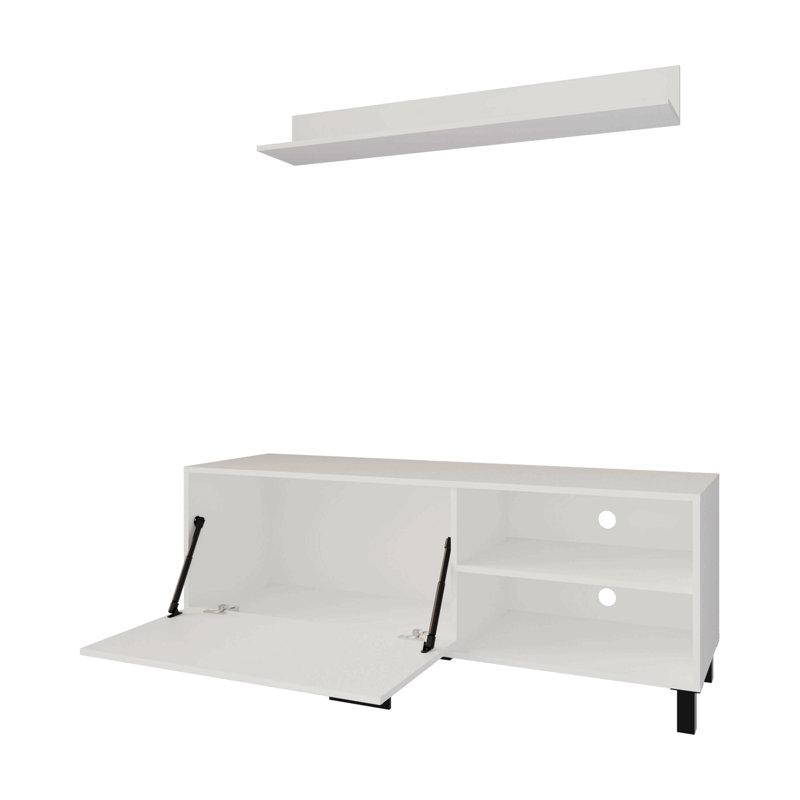 Meuble télé blanc avec rangement ouvert
