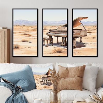 Watercolor Desert Piano Grace II - Piano, art mural