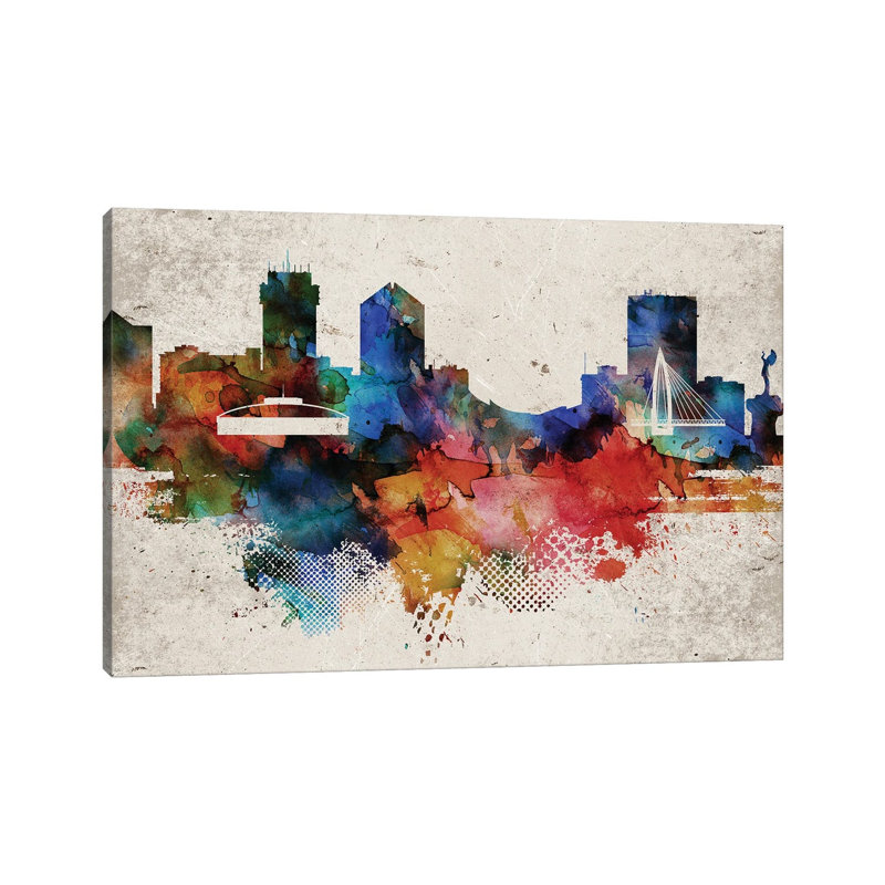 Wichita Abstract Skyline - Wrapped Canvas Print, 66.04 cm H x 45.72 cm W