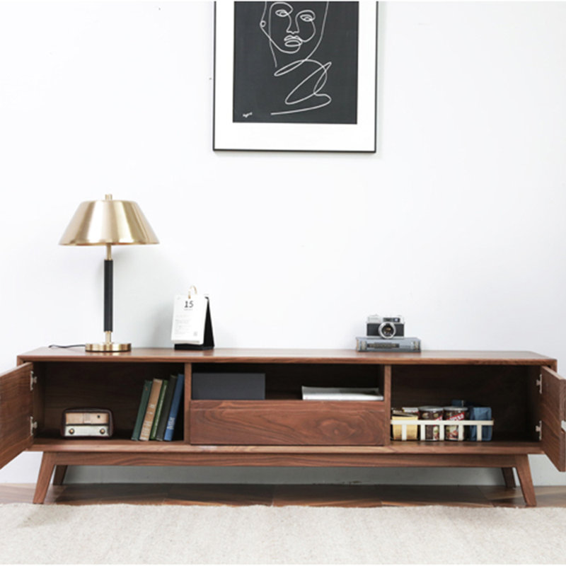 Meuble télé moderne et simple en bois massif, 78.74"