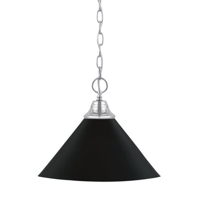 Aeronwen Chain Hung Pendant With 14" Matte Black Cone Metal Shade