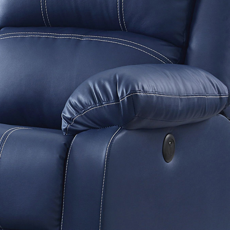 Declan 81.5'' Faux Leather Power Reclining Sofa, Blue