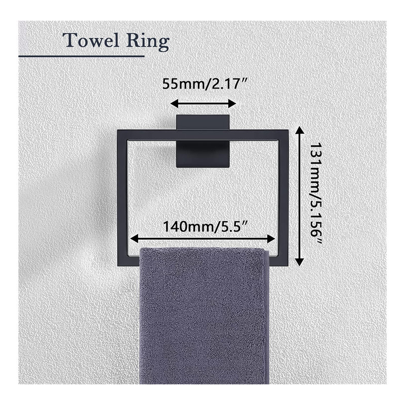 Matte Black 5-Piece Stainless Steel Bathroom Hardware Set