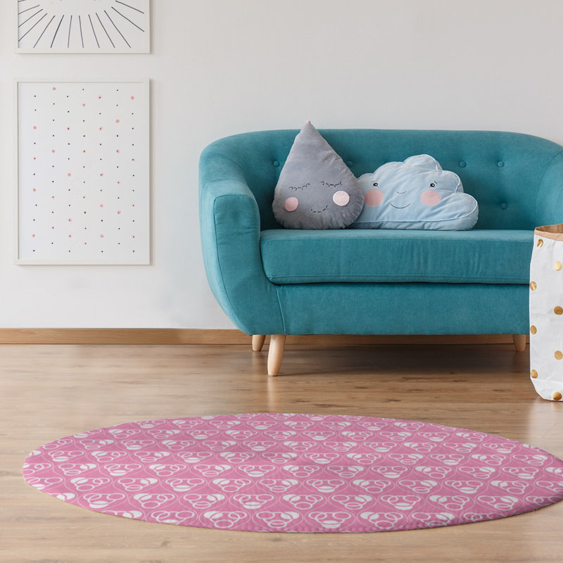Chenille Geometric Indoor Rug, Round 5'