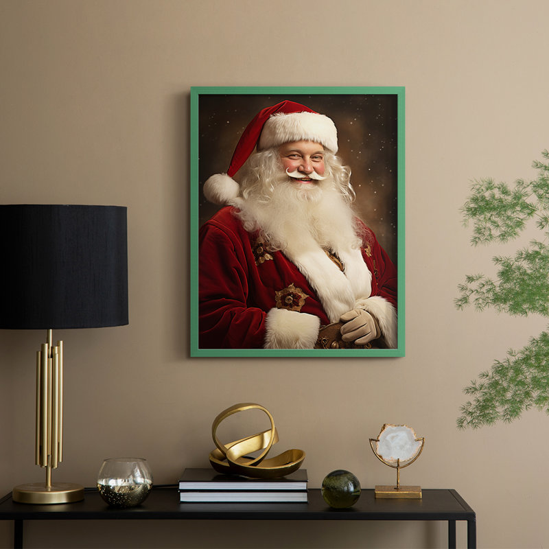 «Christmas Holiday Art CDXLIX», reproduction d'art encadrée - bois massif, H 30 po x l 24 po, Vert