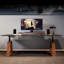 Bureau debout en bois massif noir et noyer-352219153