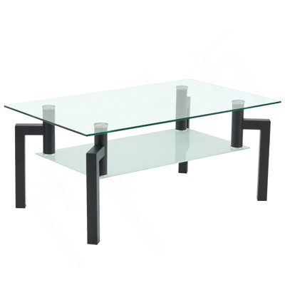 Table basse rectangulaire moderne en verre noir