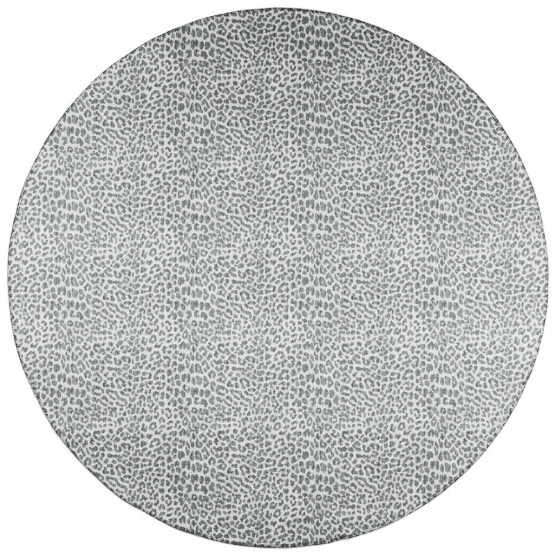 Chenille Washable Animal Print Rug, Round 8'