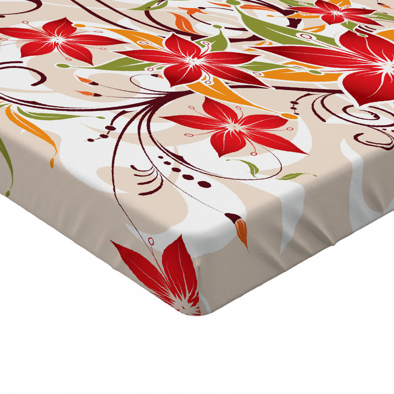 Floral Microfiber Floral Fitted Sheet, Queen Fitted Sheet