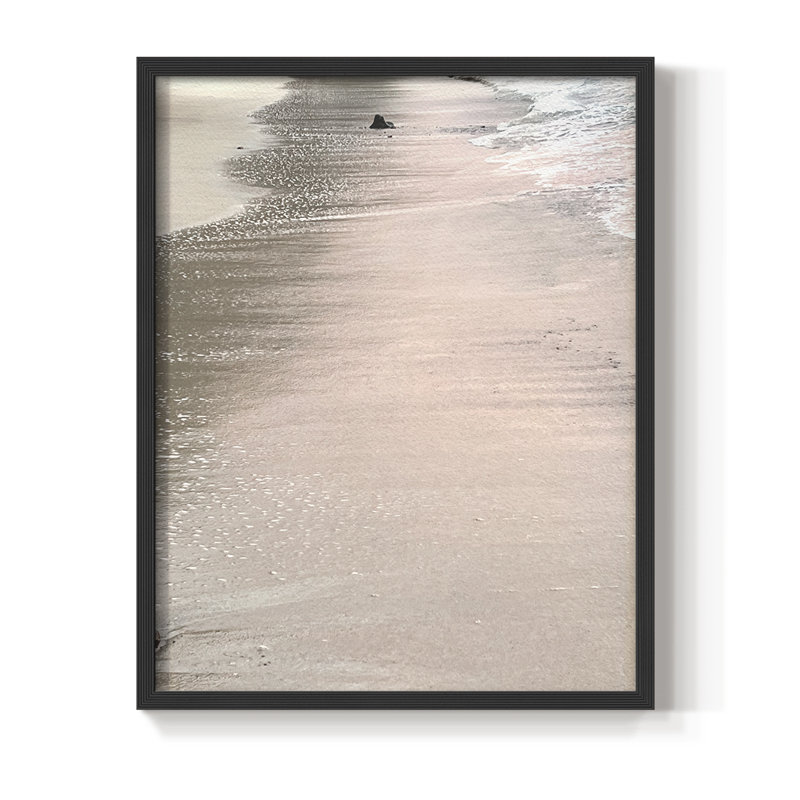 Reproduction encadrée de sable doux rose - bois massif, H 30 po x l 24 po, Noir, noir, noir, noir