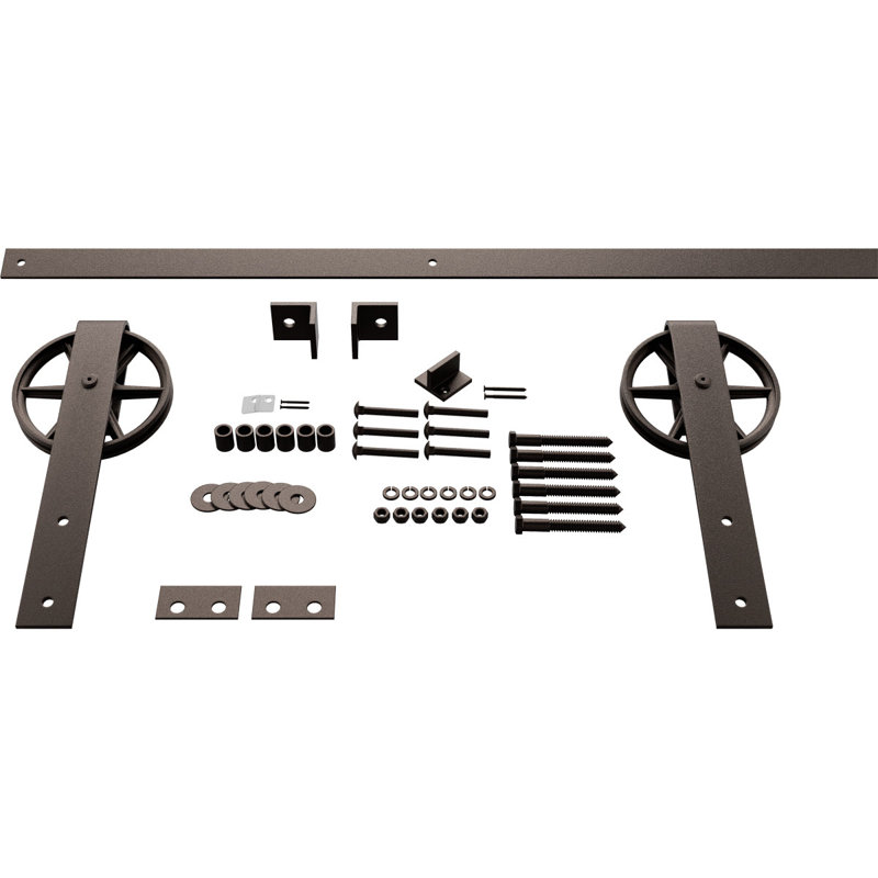 Ensemble de quincaillerie pour porte de grange standard Premium, Bronze texturé, 96 po