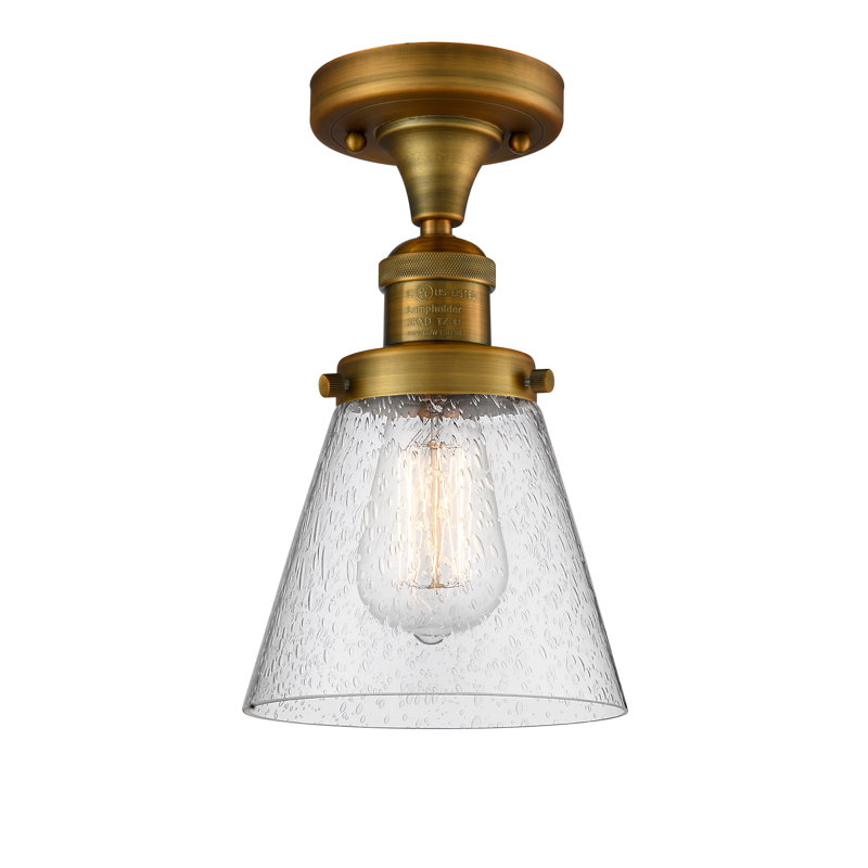 Glass Semi Flush Mount, Brushed Brass