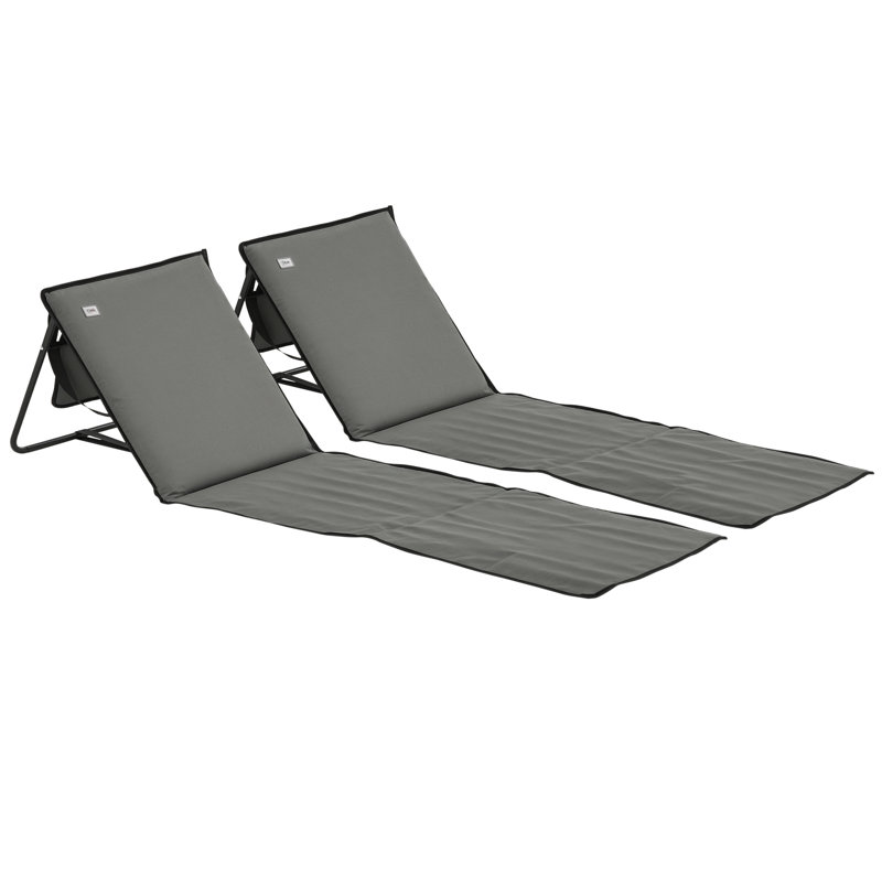 Portingale 142cm Long Reclining Chaise Lounge Set, Grey/Brown/Blue