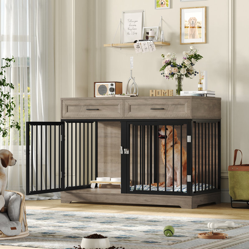 Chesterle Furniture Style Crate with 2 Doors, Gray