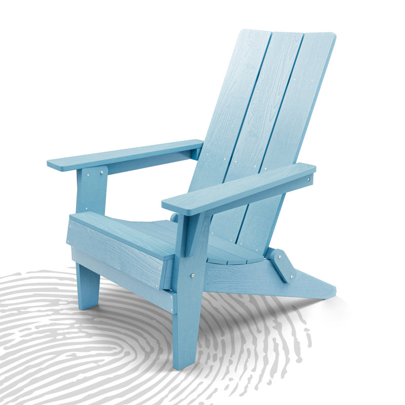 Oversized Folding Adirondack Chair, High-Back Textured Plastic Outdoor Patio Chairs with 400 lb Weight Capacity, Weatherproof & Fade-Resistant for Lawn, Garden, Deck, or Camping, Blue
