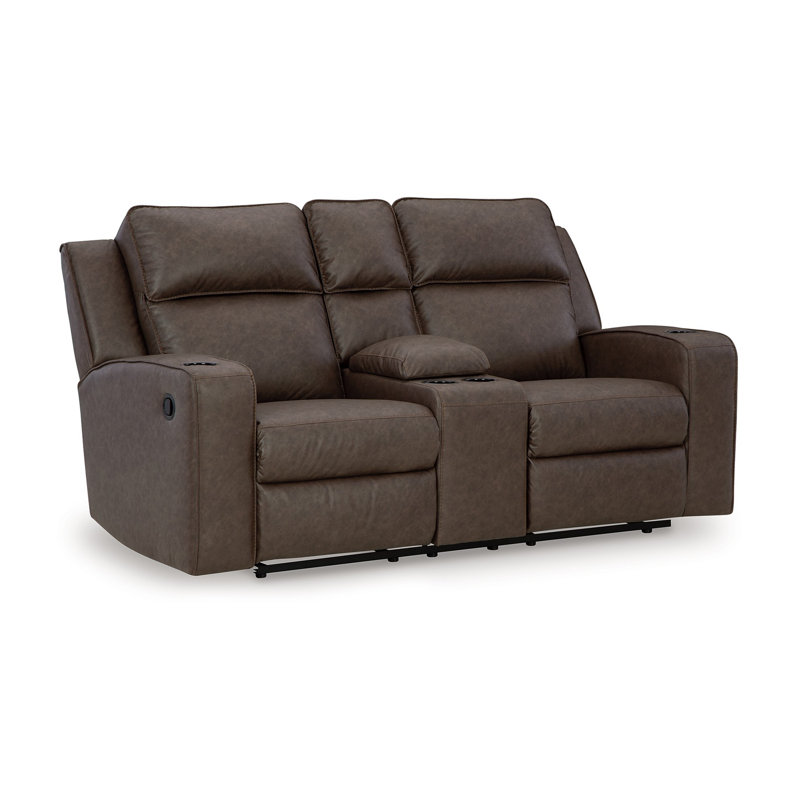 Causeuse inclinable Livie, console, similicuir 77 po, Brun